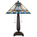 21" H Clarion Tiffany-Style Stained Glass Empire Shade Candlestick Base Table Lamp -Lit