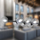 48" L 8-Light Degas Black Metal and Smoked Glass Chandelier