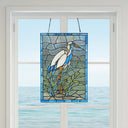 River of Goods 18-Inch Majestic Crane Stained Glass Window Panel