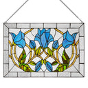 24" W Blue Floral Vine Tiffany-Style Stained Glass Window Panel