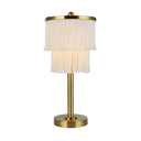 17.88"H Polished Metal Accent Lamp With Cream Fringe Shade