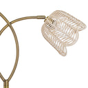 61"H Gold-Color Metal Floor Lamp with Rattan Shades