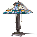 21" H Clarion Tiffany-Style Stained Glass Empire Shade Candlestick Base Table Lamp -Unlit