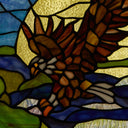 14" H Bald Eagle Stained Glass Window Panel