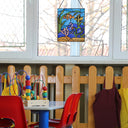 14" H Underwater Ocean Scene Stained Glass Window Panel