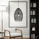 Alessia River of Goods Black Metal Cone-Shaped Woven Pendant Lamp