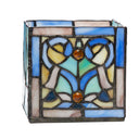 4.75" H Blue Flourishes Stained Glass Candle Holder
