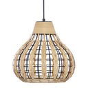 13"W Sandra Metal Pendant Light with Natural Rattan Shade
