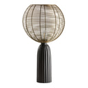 18.5" H Woven Brass Tone Wire Globe Shade Pillar Table Lamp