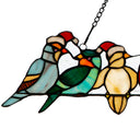 23.25"W Santa Birds on Wire Stained Glass Window Panel