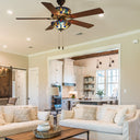52"W LED Tiffany Style Stained Glass Halston Ceiling Fan with Remote Control
