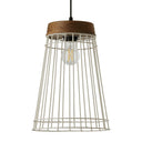 10" W 1-Light Judy White Metal and Brown Wood Pendant