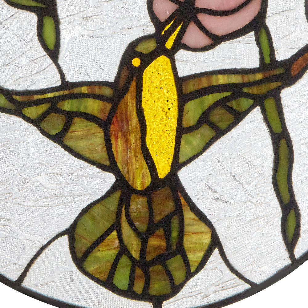 River of Goods Hummingbird with Hibiscus Flowers Stained Glass Window Panel - Thumbnail 2