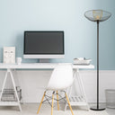 71"H Black Metal 1-Light Floor Lamp with Painted Metal Shade