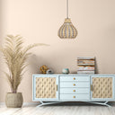 13"W Sandra Metal Pendant Light with Natural Rattan Shade