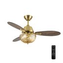 42" W Cecily LED Indoor Amber Swirl Hand-Cut Glass Gold Ceiling Fan with Remote Control