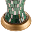 25"H Jeweled Gold Metal and Mosaic Base Table Lamp with Cascading Green Crystals