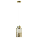 6" Callie Textured Metallic Gold and Clear Ombre Glass Cylinder-Shaped Pendant Lamp