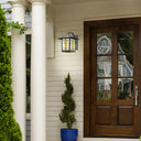 River of Goods Amber Stained Glass and Black 1-Light Outdoor Lantern Wall Sconce