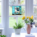 12.5”H Liam the Blue Desert Llama Stained Glass Window Panel