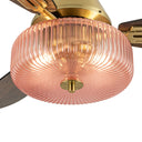 42-in W Sable LED Indoor Pink Ribbed Glass and Gold Metal Ceiling Fan with Remote