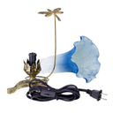 9"H Handpainted Glass Dragonfly Lily Lamp