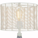 Madison River of Goods Blue and White Metal and Tan Rattan 25-Inch Table Lamp