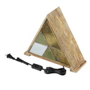 11" H Stained Glass Triangle Shade Wood Base Accent Lamp