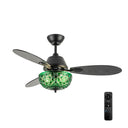 42" W Brynn LED Indoor Green Hand-Cut Glass Globe Shade Ceiling Fan with Remote Control