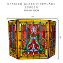28"H Stained Glass Fleur de Lis Fireplace Screen