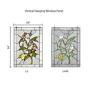 14"H Birds in a Lemon Tree Stained Glass Window Panel