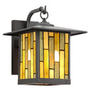 River of Goods Amber Stained Glass and Oil Rubbed Bronze 1-Light Outdoor Lantern Wall Sconce
