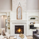 36" H Cathedral Geometric Clear Glass Window Panel in Mango Wood Frame