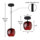 6" W Anthony Retro Red Hand-Blown Glass Globe Shade Pendant Light with Hand Cut Polka Dot Design