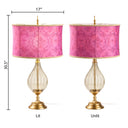 30.5" H Colette Fuchsia Drum Shade Geometric Glass Table Lamp