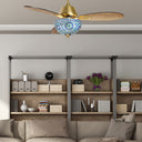 42" W Pierre LED Indoor Blue and Teal Mosaic Glass Ceiling Fan with Remote Control