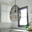 18.5"H Woven Organic Cage Oversized 1-Light Pendant