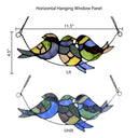 4.5"H Peyton Blue Three Birds Stained Glass Window Panel