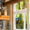 14" H Bald Eagle Stained Glass Window Panel