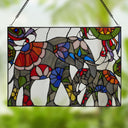 20" W Mother and Baby Elephant Stained Glass Window Panel