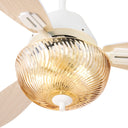 42" W Cecily LED Indoor Amber Swirl Hand-Cut Glass White Ceiling Fan with Remote Control