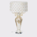 25"H Jeweled Metal and Mosaic Base Table Lamp with Cascading Crystals