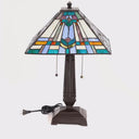 21" H Clarion Tiffany-Style Stained Glass Empire Shade Candlestick Base Table Lamp