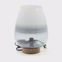 10.5" H Briggs Blue/White Ombre Globe-Like Shade Accent Lamp with a Mango Wood Block Base