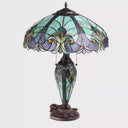 24.5" H Halston Double Lit Teal Bowl Shade Stained Glass Table Lamp