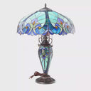 24.5" H Halston Double Lit Blue Bowl Shade Stained Glass Table Lamp