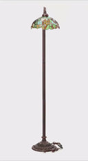 60" H Victoria Brown Candlestick Base with Stained Glass Dome Shade Floor Lamp