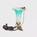 9"H Handpainted Glass Dragonfly Lily Lamp
