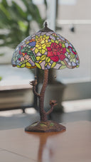 25" H Phylicia Multicolored Dome Shaped Stained Glass Table Lamp with Novelty Base
