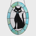 17" H Tiffany-Style Halloween Cat Stained Glass Window Panel